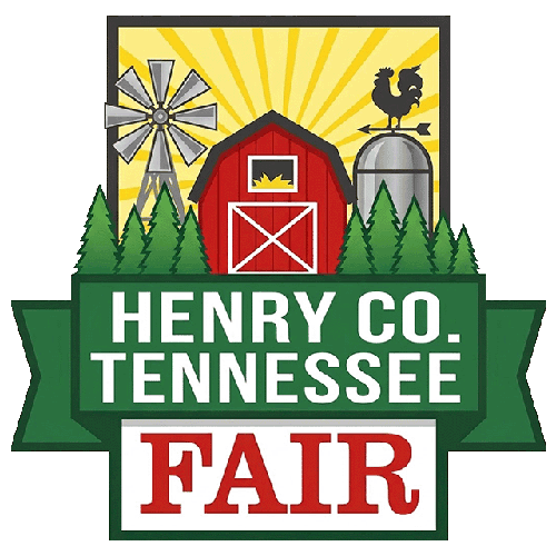 Henry County, Tennessee Fair logo, a red barn with a rooster and windmill